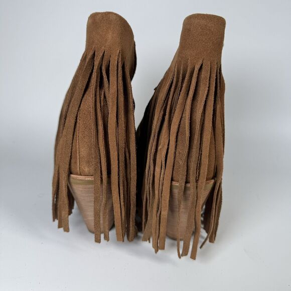 Koolaburra by UGG Fringe Suede Wedge Sandals Size 8.5 Brown Leather Western Boho - Picture 3 of 10